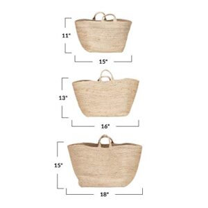 Bloomingville Hand-Woven Jute Handles, Natural, Set of 3 Basket, 3