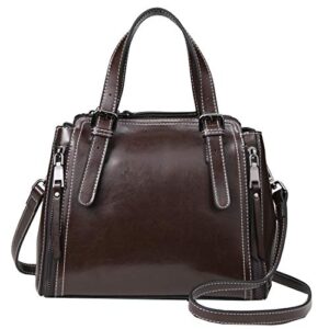 heshe women’s leather shoulder handbags hobo bag bucket bags designer satchel ladies purses crossbody bag (coffee)