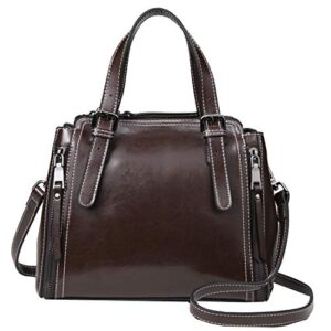 HESHE Women’s Leather Shoulder Handbags Hobo Bag Bucket Bags Designer Satchel Ladies Purses Crossbody Bag (Coffee)