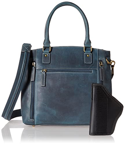 Gun Tote'n Mamas womens - Tote'n (Blue) Concealed Carry Purse Distressed Buffalo Leather Town Tote by Gun Tote n Mamas Blue , Blue, Medium US