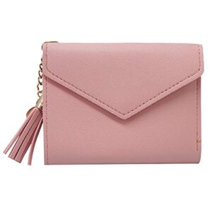 lomaifoer small wallet for women，ultra slim pu leather credit card holder clutch wallets for women(pink)