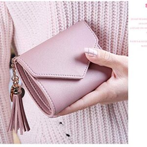 lomaifoer Small Wallet for Women，Ultra Slim Pu Leather Credit Card Holder Clutch Wallets for Women(pink)