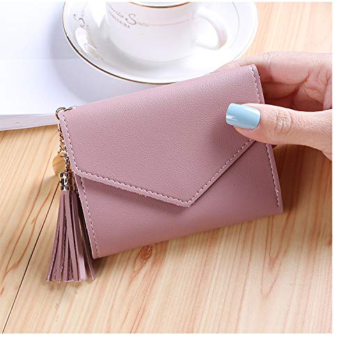 lomaifoer Small Wallet for Women，Ultra Slim Pu Leather Credit Card Holder Clutch Wallets for Women(pink)