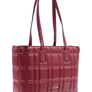 Calvin Klein Noa Top Zip Tote, Port Embossed Grid