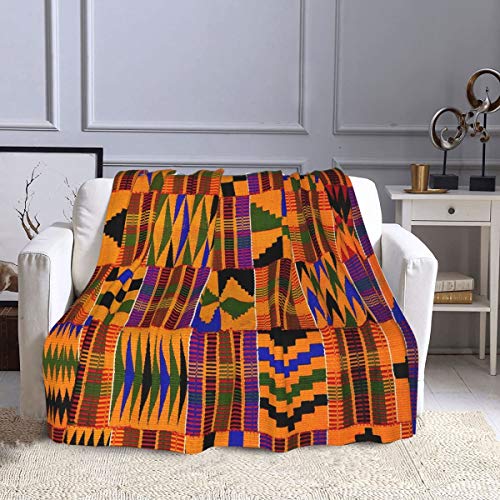 D-WOLVES Ghana Kente Fabric African Print Tribal Ultra Soft Sherpa Blanket Fleece Blanket for Men & Women- All Season Warm Lightweight Throw Blanket for Outdoor Indoor,40x50 in
