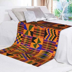 D-WOLVES Ghana Kente Fabric African Print Tribal Ultra Soft Sherpa Blanket Fleece Blanket for Men & Women- All Season Warm Lightweight Throw Blanket for Outdoor Indoor,40x50 in