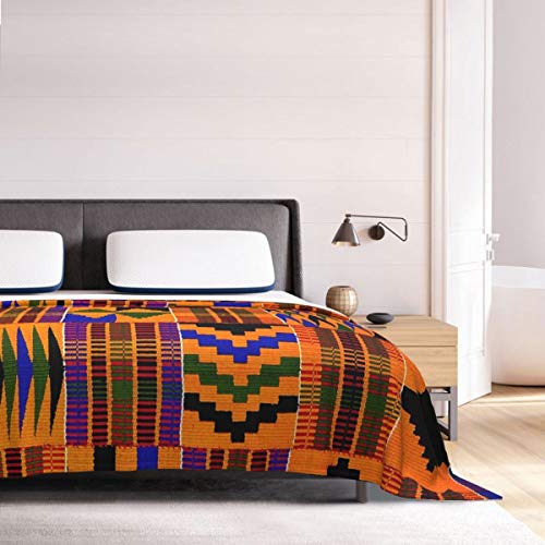 D-WOLVES Ghana Kente Fabric African Print Tribal Ultra Soft Sherpa Blanket Fleece Blanket for Men & Women- All Season Warm Lightweight Throw Blanket for Outdoor Indoor,40x50 in