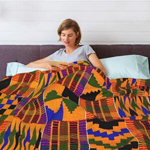 D-WOLVES Ghana Kente Fabric African Print Tribal Ultra Soft Sherpa Blanket Fleece Blanket for Men & Women- All Season Warm Lightweight Throw Blanket for Outdoor Indoor,40x50 in