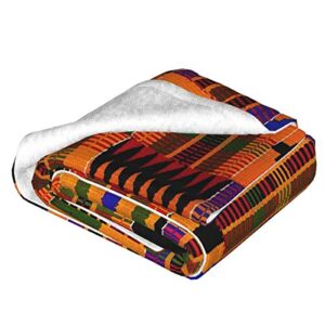 D-WOLVES Ghana Kente Fabric African Print Tribal Ultra Soft Sherpa Blanket Fleece Blanket for Men & Women- All Season Warm Lightweight Throw Blanket for Outdoor Indoor,40x50 in