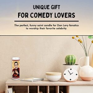 Dan Levy Celebrity Prayer Candle - Funny Saint Candle - Prayer Pop Culture Votive - 100% Handmade in USA - Funny Celeb Novelty Actor TV Show Gift