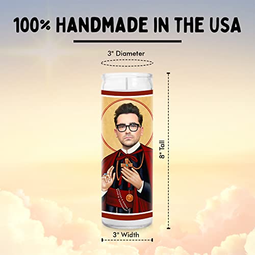 Dan Levy Celebrity Prayer Candle - Funny Saint Candle - Prayer Pop Culture Votive - 100% Handmade in USA - Funny Celeb Novelty Actor TV Show Gift