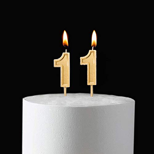 11th Birthday Candles, Gold Number 11 Cake Topper for Birthday Decorations Party Decoration