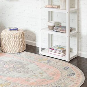 Unique Loom Whitney Collection Southwestern Geometric Area Rug (5' 0 x 8' 0 Oval, Powder Pink)