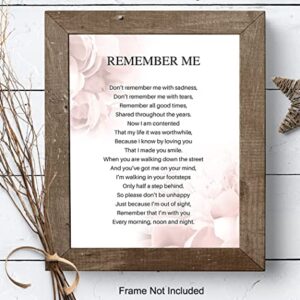 Memorial Remembrance Gift for Loved Ones - Encouragement Gift for Cat, Dog, Pet Owners - Sentimental Remember Me Wall Art, Room Decor, Home Decoration - 8x10 Floral Poster Photo Set UNFRAMED