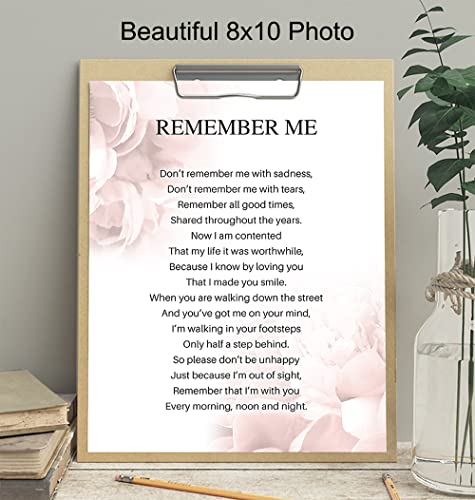 Memorial Remembrance Gift for Loved Ones - Encouragement Gift for Cat, Dog, Pet Owners - Sentimental Remember Me Wall Art, Room Decor, Home Decoration - 8x10 Floral Poster Photo Set UNFRAMED