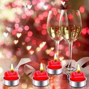 TURNMEON 12 Pack Red Rose Tealight Candles Valentines Day Decorations Rose Flower Candles for Valentine's Day Decoration Home Party Spa Indoor Outdoor Valentines Gift for Her Girlfriend Wife