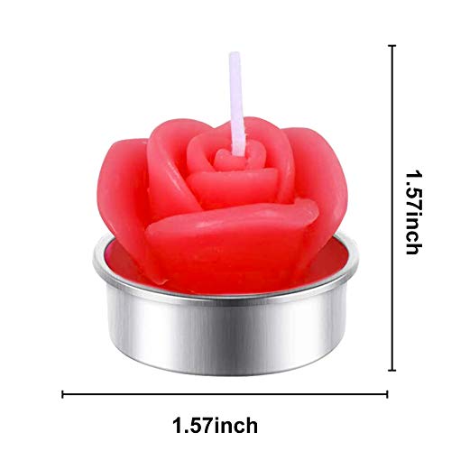 TURNMEON 12 Pack Red Rose Tealight Candles Valentines Day Decorations Rose Flower Candles for Valentine's Day Decoration Home Party Spa Indoor Outdoor Valentines Gift for Her Girlfriend Wife