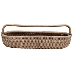 creative co-op hand-woven rattan basket with handle, natural tray