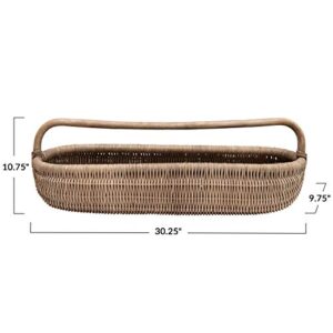 Creative Co-Op Hand-Woven Rattan Basket with Handle, Natural Tray