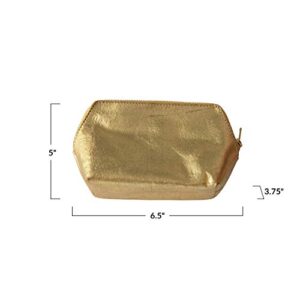 Creative Co-Op Recycled Leather Zip, Gold Color Pouch