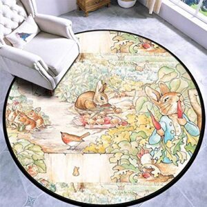 round area rug kids carpet playmat non-slip throw runner rug the world of beatrix potter large vintage illustration indoor floor carpet door mat for bedroom living room home decor