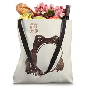 Grumpy Japanese Frog - Cute Cottagecore Frog Tote Bag