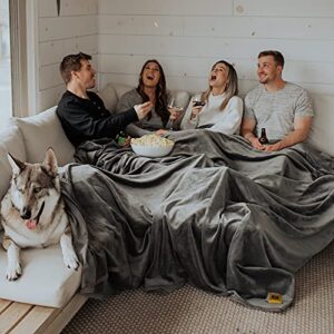 big blanket co® original stretch™ light grey | extra large blanket | 100 square feet | soft, giant blanket that fits the whole family | the biggest, best blanket of 2023