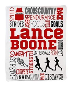 personalized custom sports throw blanket for adults, teens, children & kids! fun, bright graphics blanket (cross country (boy))