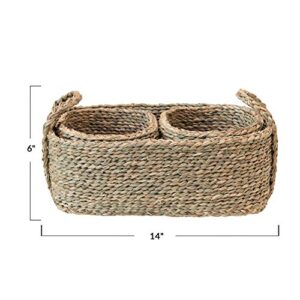 Bloomingville Hand-Woven Seagrass Nested, Natural, Set of 3 Basket, 3
