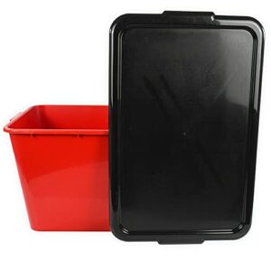 SIMPLYKLEEN 14.5-gal. (58-qt.) Plastic Storage Containers with Lids, Fan-Tastic Storage Bins Red/Black (Pack of 4)