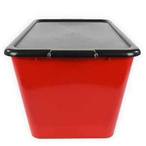 SIMPLYKLEEN 14.5-gal. (58-qt.) Plastic Storage Containers with Lids, Fan-Tastic Storage Bins Red/Black (Pack of 4)