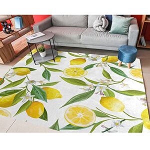 ALAZA Yellow Lemon Leaf Colored Non Slip Area Rug 5' x 7' for Living Dinning Room Bedroom Kitchen Hallway Office Modern Home Decorative