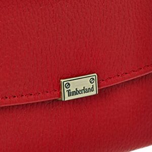 Timberland womens Leather RFID Small Indexer Snap Wallet Billfold, Red, One Size US