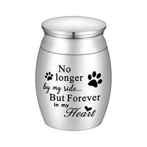 small cremation urn for dog ashes 1.57 inches mini pet ashes urn stainless steel ashes keepsake – no longer by my side forever in my heart