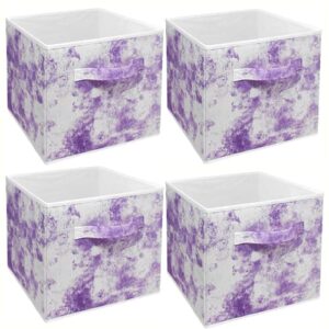 sorbus cube storage bins cube foldable fabric basket bin box shelves cubby cloth organizer – great for kids nursery closet shelf, playroom, home organization, 4-pack (tie-dye purple)