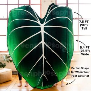 Green Philosophy Co. Giant Leaf Shaped Blanket (Philodendron Gloriosum) Large Modern Home Decorative Leaves Design Soft Warm & Cozy Throw for Living Room Couch Sofa Bed Perfect for Plant Lovers