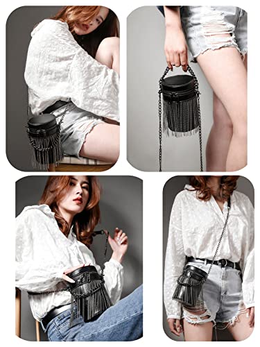 FONETTOS Y2K Punk Bag Tassel Totes Gothic Fringe Bag Women Shoulder Funky Bags Sourpuss Rock Fashion Crossbody Handbag