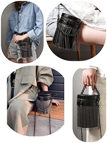 FONETTOS Y2K Punk Bag Tassel Totes Gothic Fringe Bag Women Shoulder Funky Bags Sourpuss Rock Fashion Crossbody Handbag