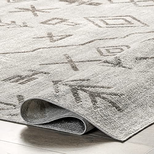 nuLOOM Rhonda Machine Washable Global Inspired Moroccan Area Rug, 3' 3" x 5', Grey