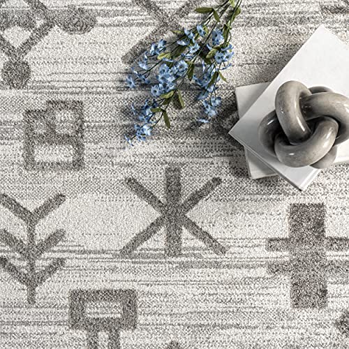 nuLOOM Rhonda Machine Washable Global Inspired Moroccan Area Rug, 3' 3" x 5', Grey