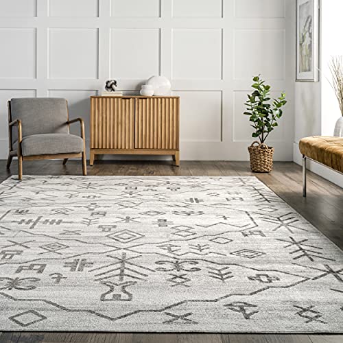 nuLOOM Rhonda Machine Washable Global Inspired Moroccan Area Rug, 3' 3" x 5', Grey