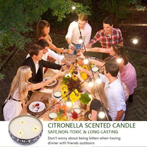 4 Pack Citronella Candles Outdoor Indoor, 5oz 3-Wick Natural Soy Scented Wax Candles, Portable Travel Tin Gift Set for Summer