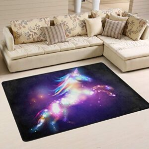Magic Unicorn Area Rug Fantasy Galaxy Stars Carpet Rugs Floor Mat for Bedroom Living Dining Dorm Room Home Decor 36"×24"