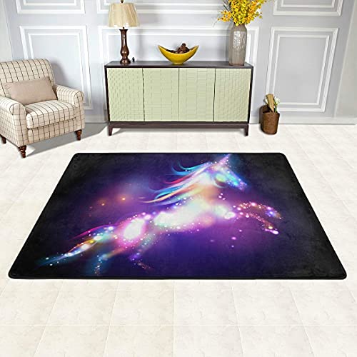 Magic Unicorn Area Rug Fantasy Galaxy Stars Carpet Rugs Floor Mat for Bedroom Living Dining Dorm Room Home Decor 36"×24"