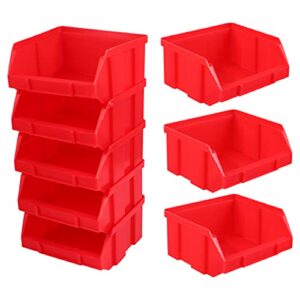 nuobesty 10pcs stackable garage storage bins stacking containers plastic storage bin package storage box plastic box storage container (red)