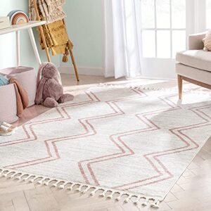 well woven kennedy reeve modern chevron pattern pink ivory 5’3″ x 7’3″ area rug