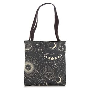 boho celestial goth witchy tarot astrology wicca pagan space tote bag