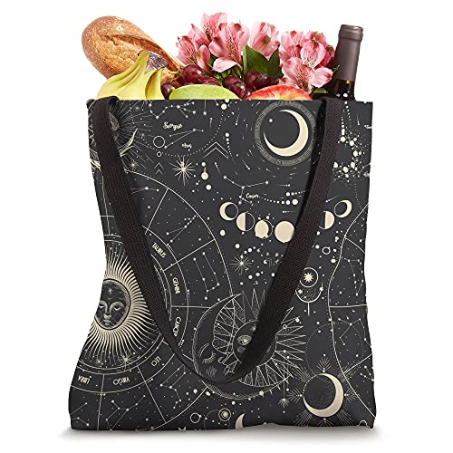 Boho Celestial Goth Witchy Tarot Astrology Wicca Pagan Space Tote Bag