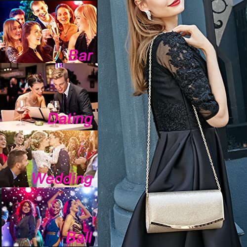 BENCOMOM Women's Gold Clutch,Gold Clutch Purses For Women Evening Shoulder Crossbody Handbags Bridal Prom Wedding Party gold Purse