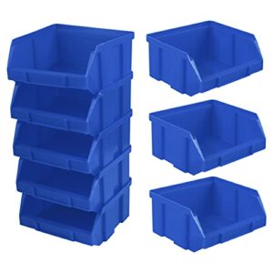 nuobesty 10pcs stackable garage storage bins stacking containers plastic storage bin package storage box plastic box storage container (blue)